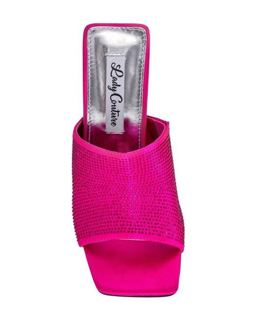 Lady Couture Pink Rhinestone Wedge Slide Sandal