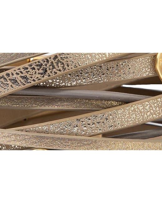 Saachi Natural Multistrand Golden Disks Leather Bracelet