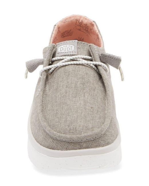 HeyDude White Wendy Peak Chambray Slip-On Moc Toe Shoe
