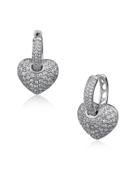 Jardin Metallic Pavè Heart Huggie Hoop Earrings