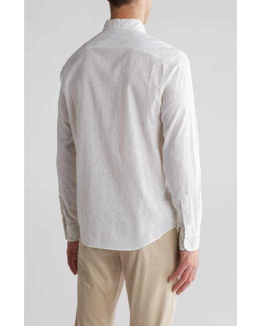 Original Penguin Gray Linen Blend Woven Solid Button-down Shirt for men