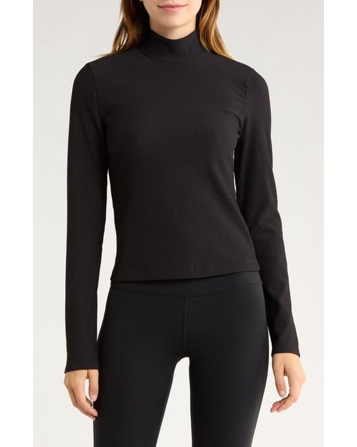 90 Degrees Black Chill Tech Rib Venture Mock Neck Top