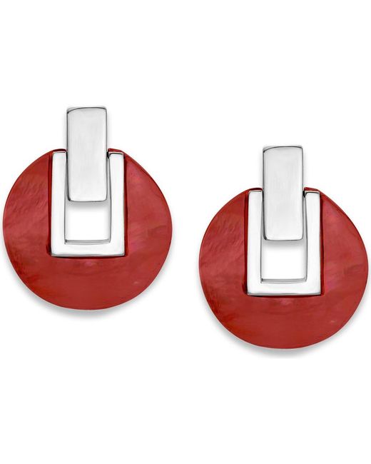 Samuel B. Red Round Hinge Earrings