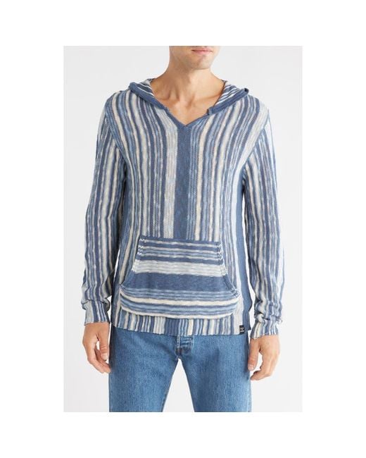 Lucky Brand Blue Baja Stripe Hooded Sweater for men