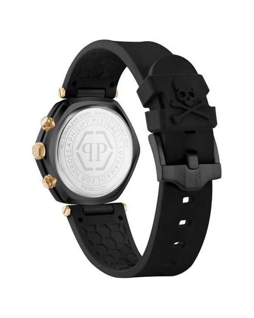 Philipp Plein Black The Hexagon Chronograph Silicone Strap Watch, 42Mm for men
