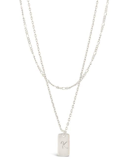 Sterling Forever Initial Tag Pendant Layered Necklace In Silverk At Nordstrom Rack in Blue Lyst
