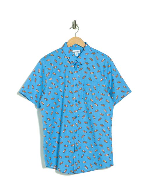 Abound Blue Hot Dog Print Short Sleeve Poplin Shirt for men