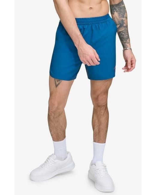 DKNY Blue Stretch Ripstop Swim Trunks for men
