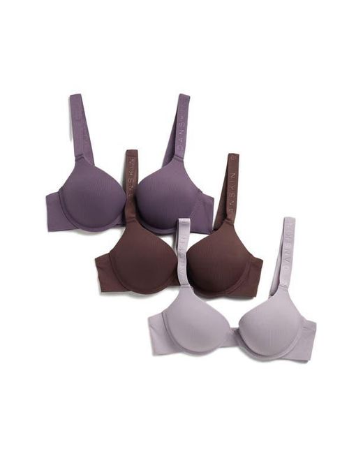 Danskin Purple Assorted 3-Pack Rib Microfiber Bras