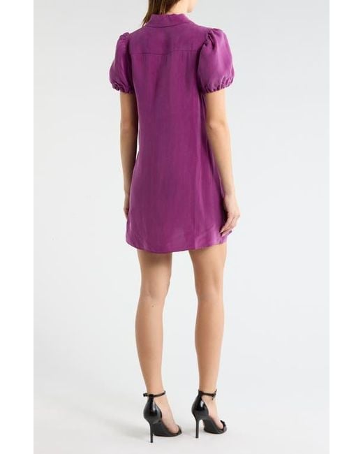 Alice + Olivia Purple Jem Puff Sleeve Shirtdress