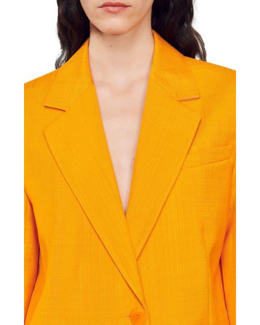 Sandro Orange Harper One-Button Blazer