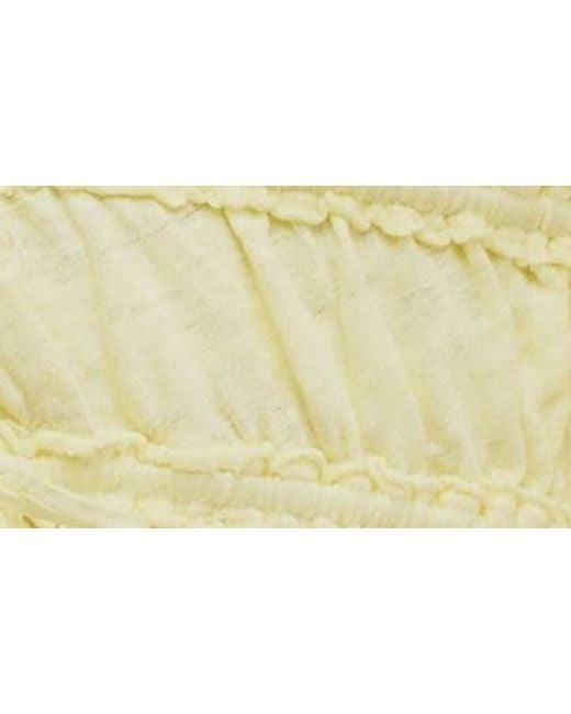 Free People Yellow Let's Go Tie Front Linen & Cotton Top