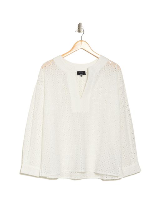 Vici Collection White Prisca Cotton Eyelet Cover-up Top