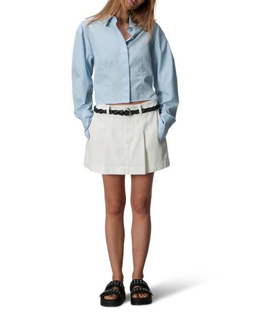 Rag & Bone Blue Esme Pleated Front Cotton Blend Skort