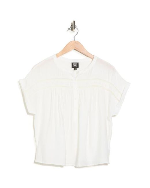 Bobeau White Drop Shoulder Trim Top
