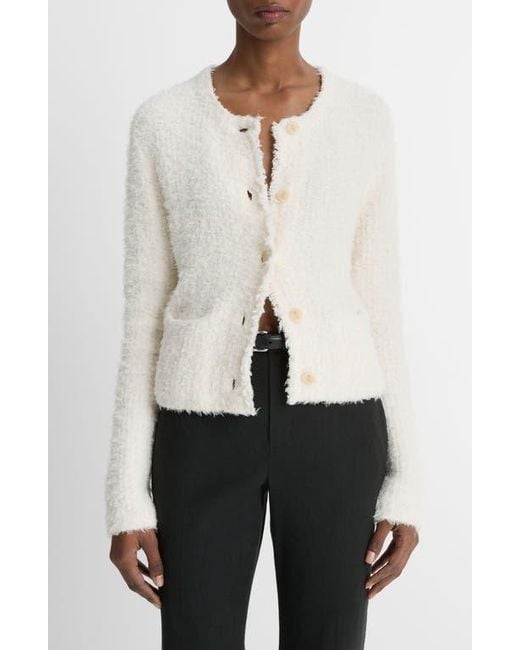 Vince White Italian Cotton-Blend Brocade Cardigan Jacket