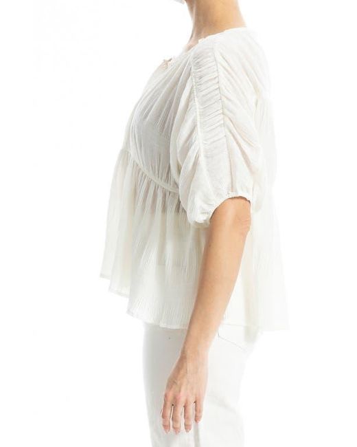 Max Studio White Textured Top