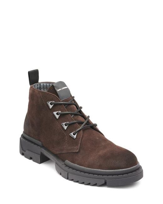 Karl Lagerfeld Men's Brown Suede Lug Chukka Boot