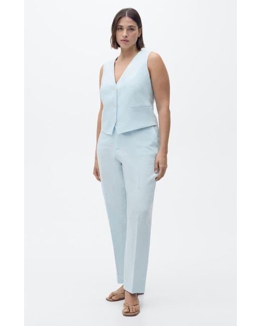 Mango Blue Linen Vest