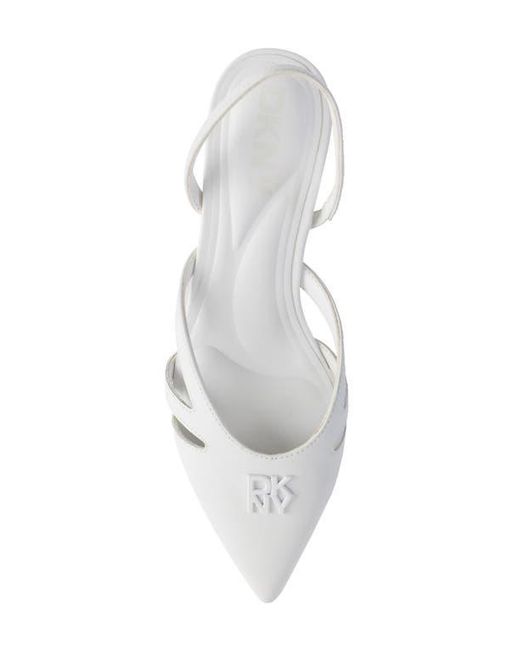 DKNY White Verity Pointed Toe Slingback Flat