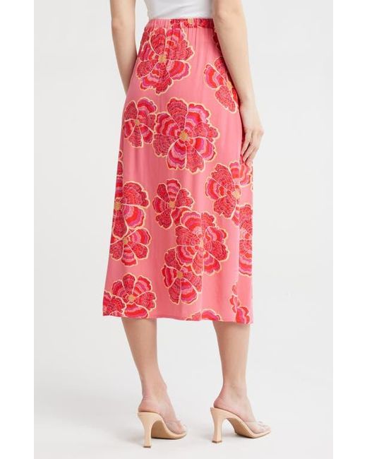 DR2 by Daniel Rainn Red Daniel Rainn Floral Midi Skirt