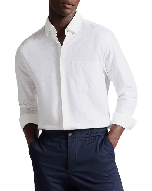 Ted Baker White Linen & Cotton Blend Button-up Shirt for men