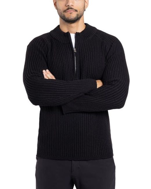 Xray Jeans Black Rib Quarter Zip Sweater for men