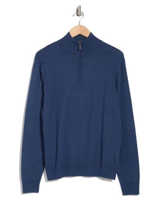 Tom Baine Blue Solid Quarter Zip Pullover for men