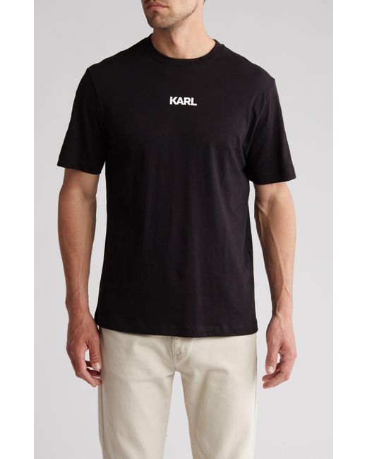 Karl Lagerfeld Black Logo Cotton Graphic T-shirt for men