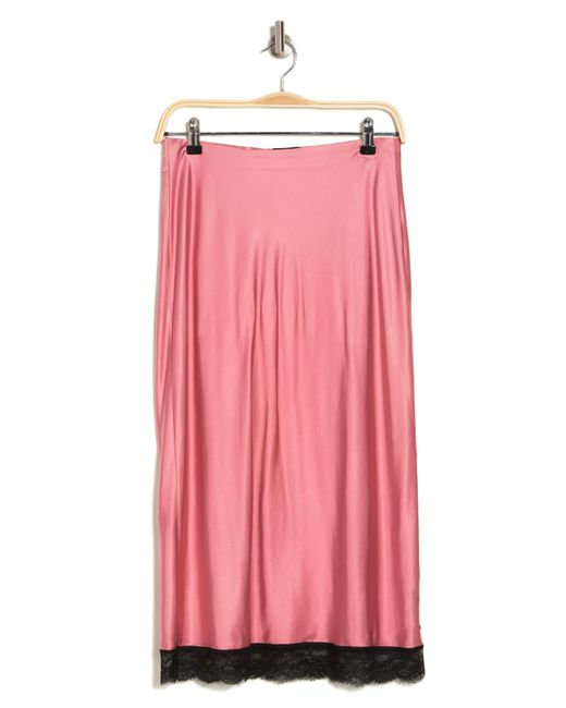 Scotch & Soda Pink High Waist Lace Trim Satin Skirt