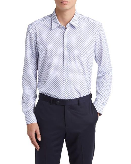 Boss White Liam Regular Fit Geometric Print Button-Up Shirt for men
