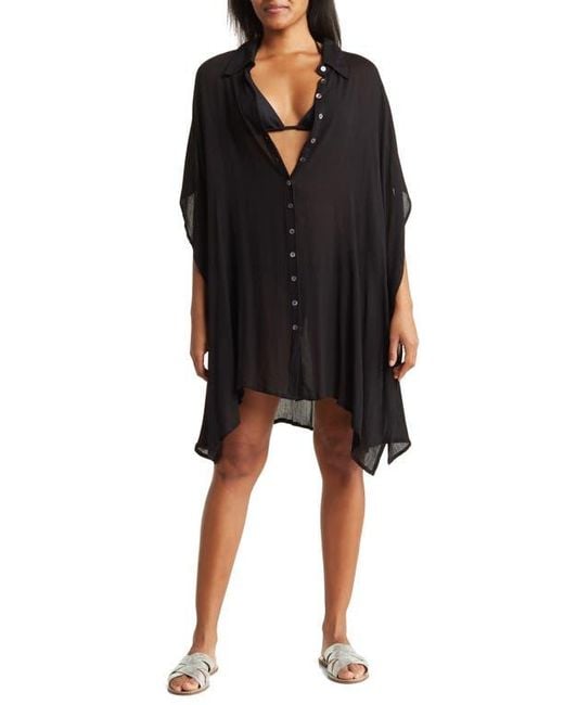 Boho Me Black Sharkbite Button-Up Coverup