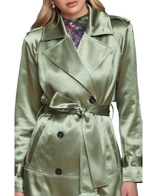 Avec Les Filles Green Double Breasted Satin Coat