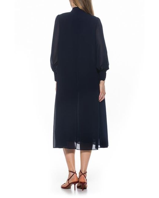 Alexia Admor Blue Kehlani Long Sleeve Chiffon Midi Dress