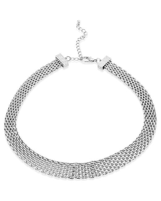 SAVVY CIE JEWELS Metallic Graduated Mesh Greek Key Collar Necklace