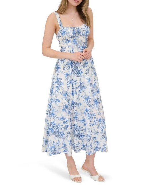Blu Pepper Blue Floral Bustier Midi Dress