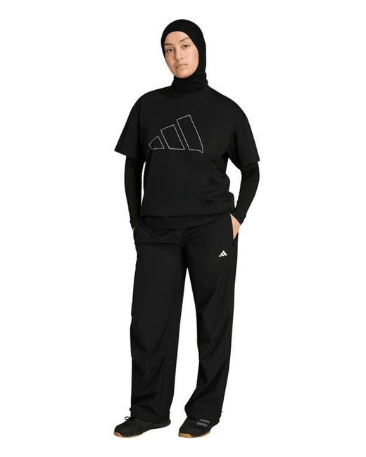 Adidas Black Power Essentials Workout Oversize Logo T-Shirt