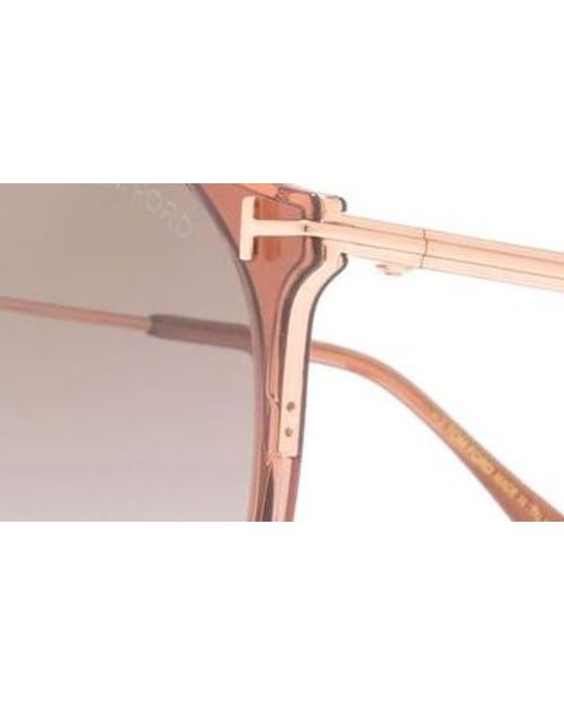 Tom Ford Pink 55Mm Gradient Round Sunglasses