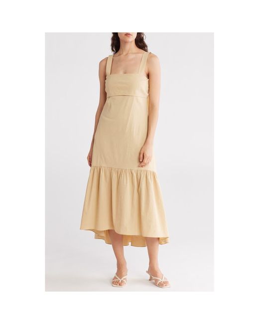 Theory Natural Linen Blend Midi Dress