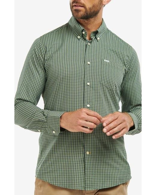 Barbour Men's Green Grove Performance Long Sleeve Button-Down Shirt
