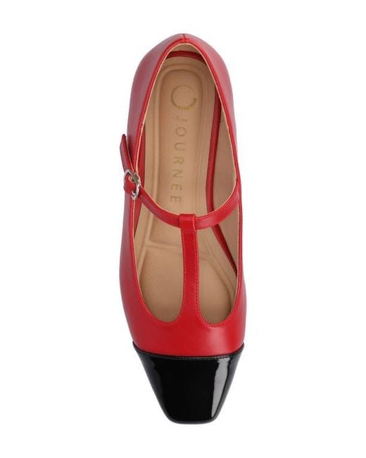 Journee Collection Red Thea T-Strap Flat