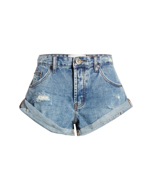 One Teaspoon Blue Bandits Low Rise Roll Cuff Denim Shorts In Cobaine At Nordstrom Rack