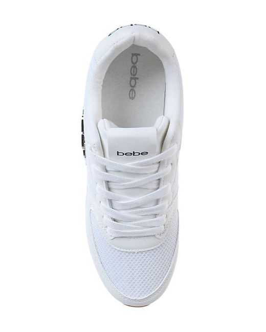 Bebe White Mixed Media Jogger Sneaker