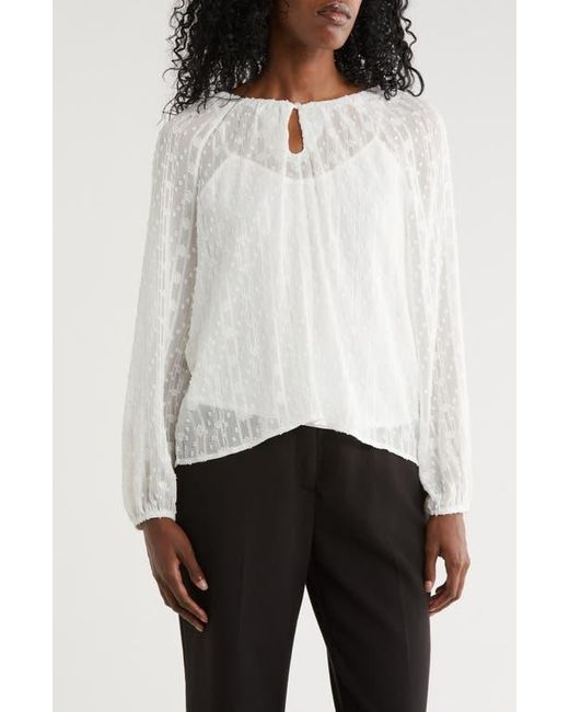 Nicole Miller White Round Neck Raglan Sleeve Top