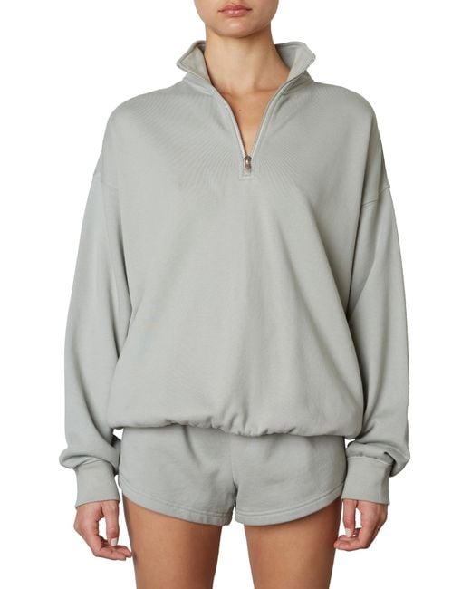 Nia Gray Oversized Quarter-zip Pullover