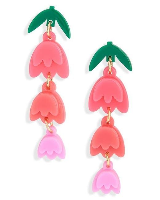 Leith Pink Spring Tulip Linear Drop Earrings