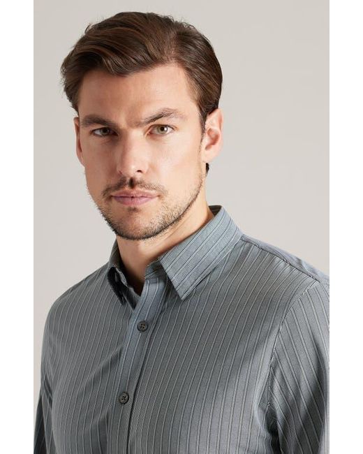 Rhone Blue Commuter Pro Slim Fit Button-Up Shirt for men