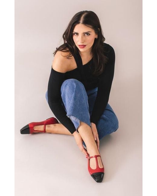 Journee Collection Black Thea T-Strap Flat
