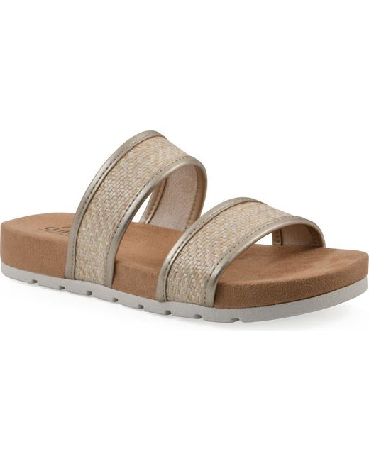 White Mountain Brown Tropical Slide Sandal