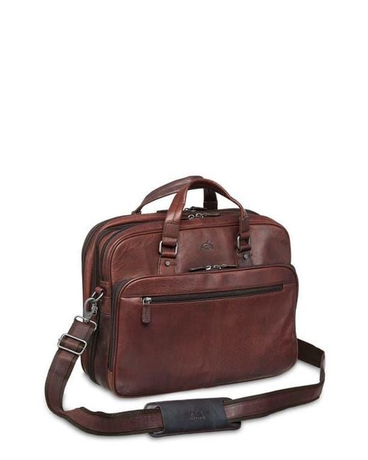 Mancini Red Expandable Rfid Briefcase for men